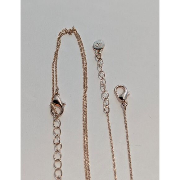 LC Rose Gold Chain Rhinestone Charm Bracelet Necklace Set - Picture 9 of 12